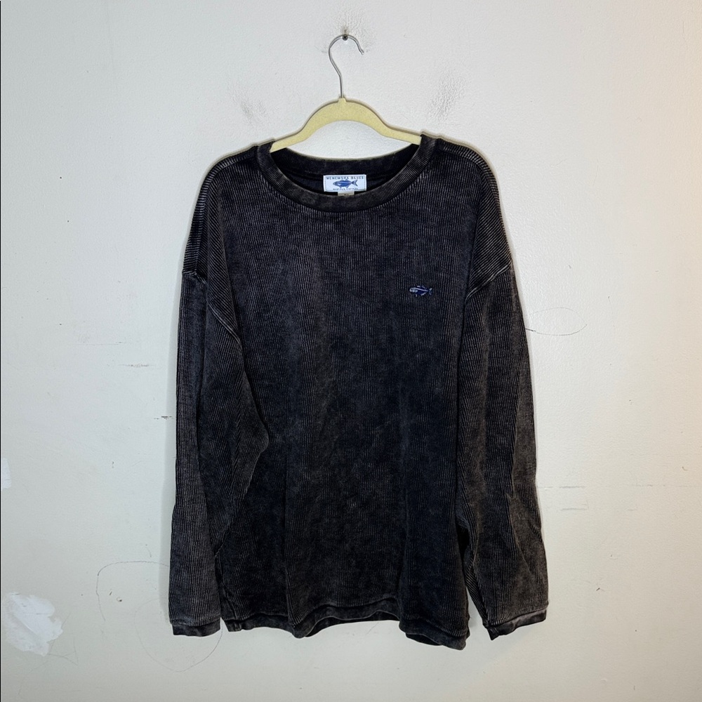 Menemsha Blues Martha's Vineyard Ribbed Charcoal Long Sleeve Crew Neck XXL